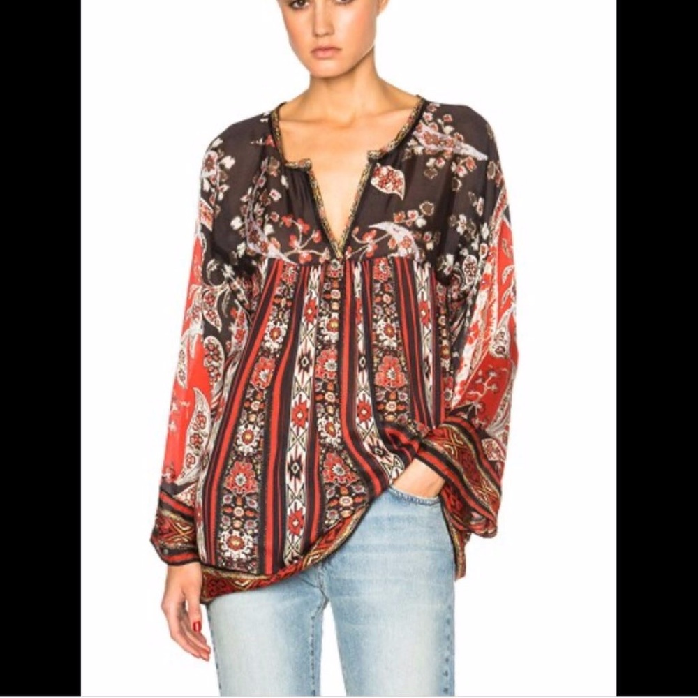 Isabel Marant Paisley Crepe Tunic Blouse
